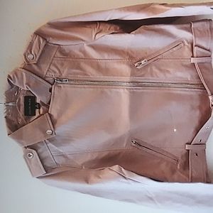 New Women's Light Pink Motorcycle Jacket